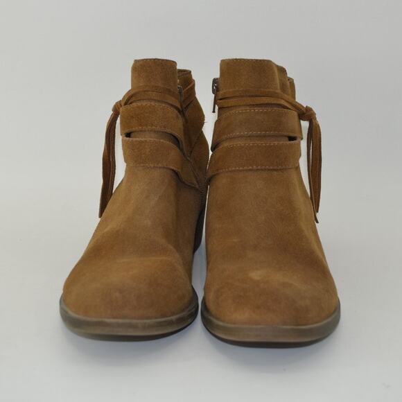 Kensie Glence Booties Sz 9 Leather Tassle Brown Suede Ankle Boots - Picture 2 of 10